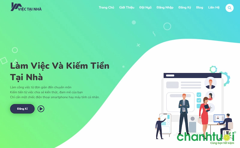 Giao diện website Việc Tại Nhà từ 2020 đến 7/2025